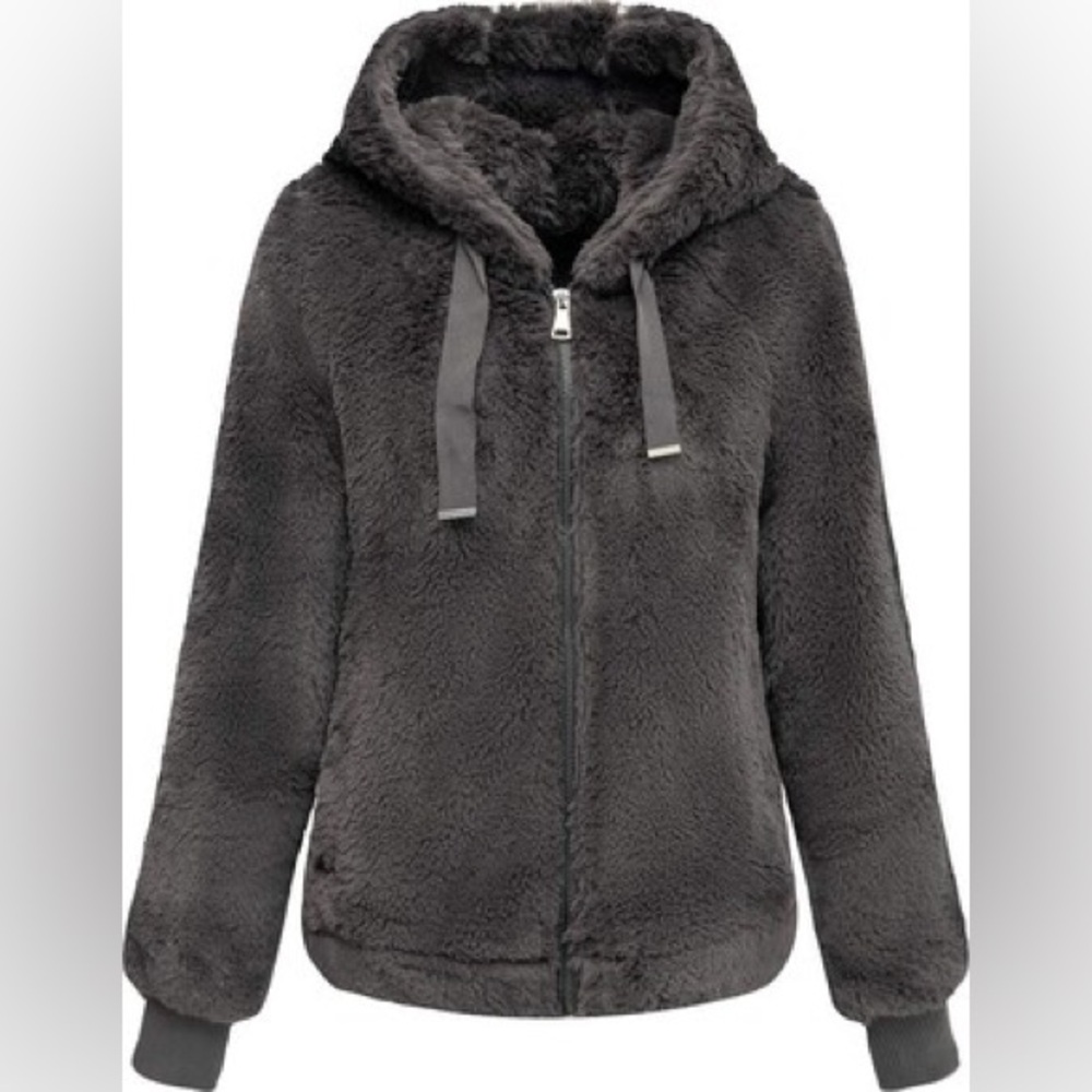 Gray Faux Fur Jacket